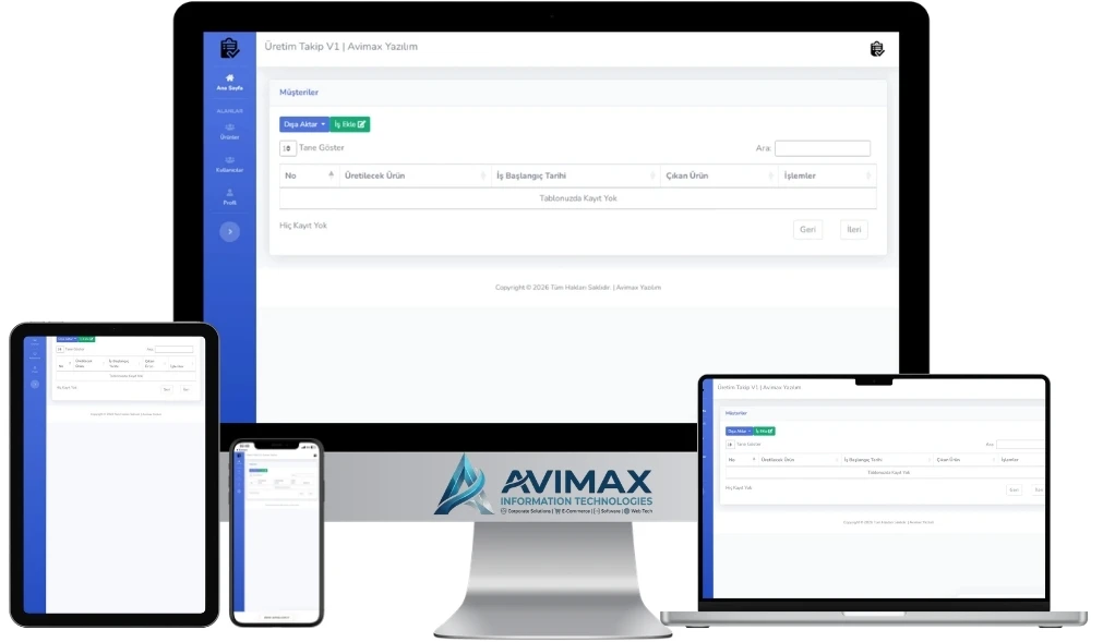 Endüstriyel Üretim Takip ve MES Yazılımı | Üretim Takip V1 - Avimax Yazılım