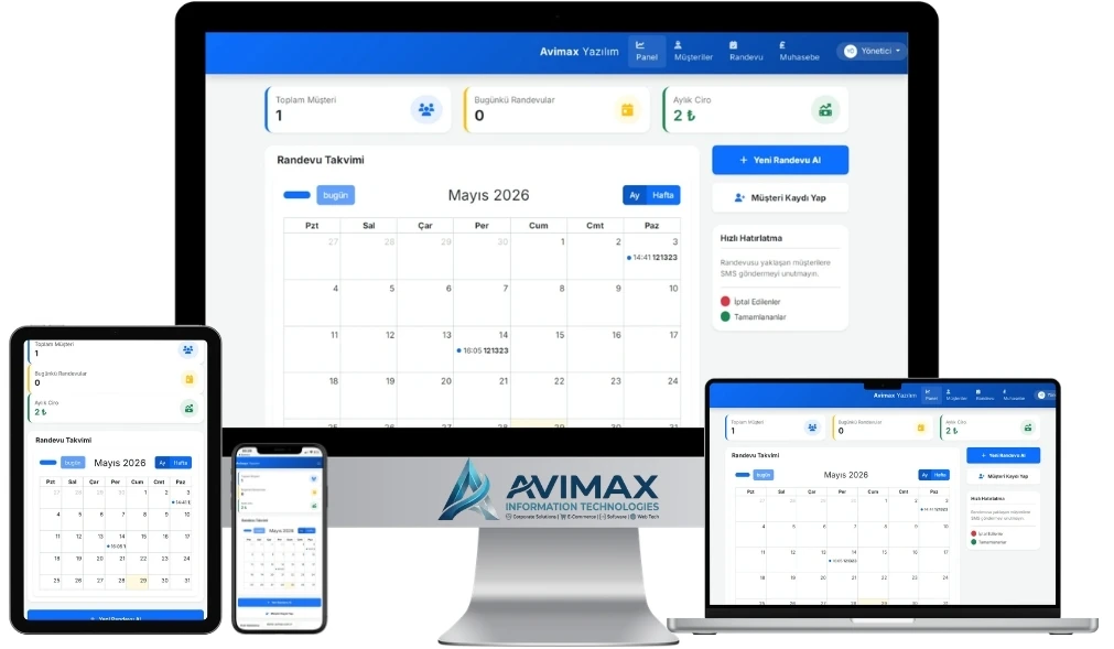 Randevu V1 | Online Randevu ve Rezervasyon Yazılımı | Avimax