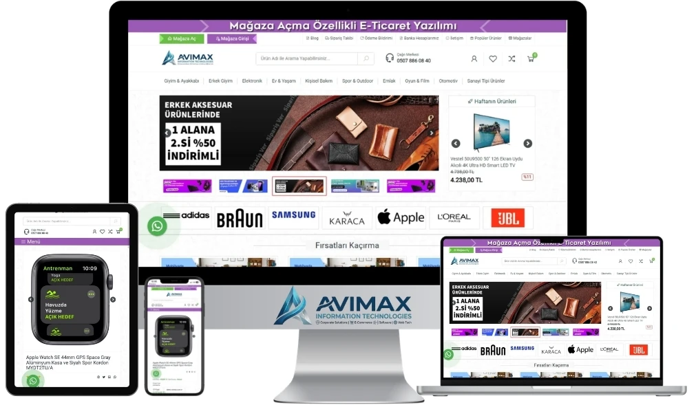 Avimax E-Ticaret V4 (Çoklu Mağaza) Sistemi - Kocaeli Yazılım