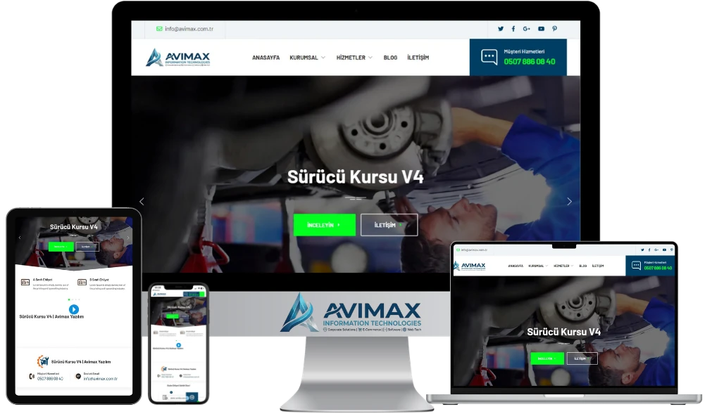 Gelişmiş Sürücü Kursu ve Ehliyet Otomasyon Yazılımı | Sürücü Kursu V4 - Avimax