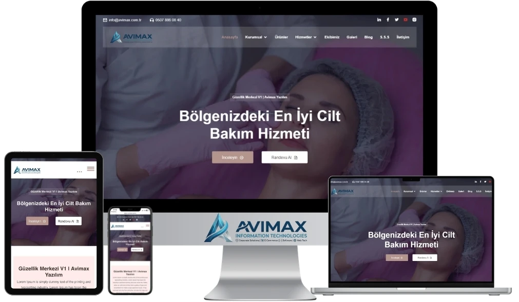 Premium Güzellik Merkezi ve Estetik Klinik Yazılımı | Güzellik Merkezi V1 - Avimax Yazılım