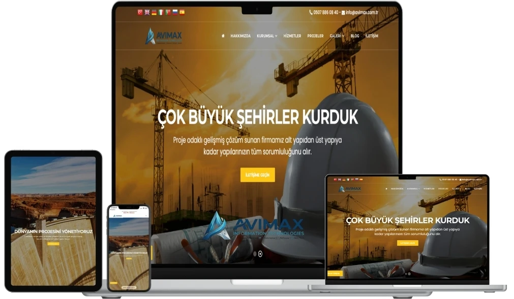 İnşaat Firması Web Sitesi Yazılımı | İnşaat V4 - Avimax