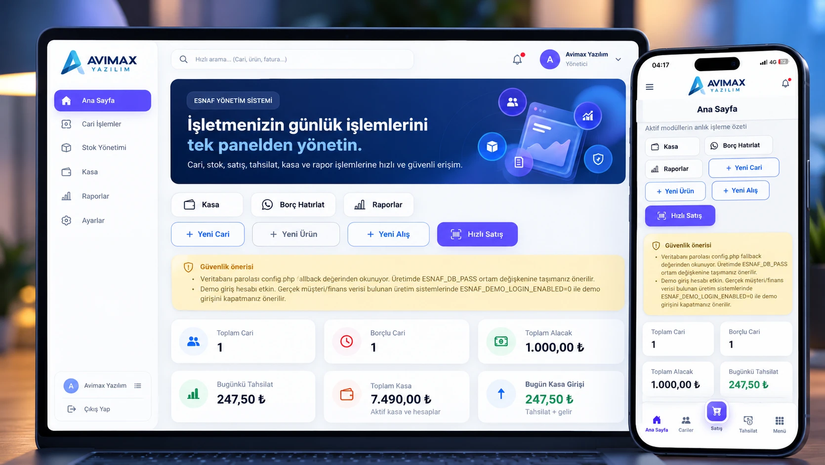 Avimax Esnaf Cari Takip V1 Sistemi - Kocaeli Yazılım