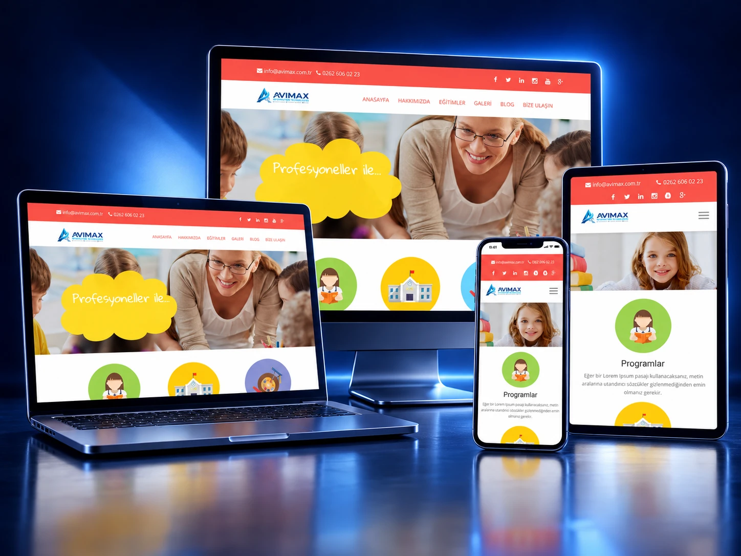 Okul V1 profesyonel okul, kolej ve eğitim kurumu web sitesi - Avimax Yazılım